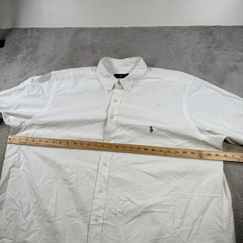 Polo Ralph Lauren Shirt Mens 2XB White Long Sleeve Button Down Flesh Pony Cotton